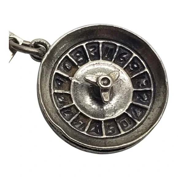 Vtg Sterling Silver Roulette Wheel Charm Pendant Bell Trading Post Tombstone AZ - Picture 2 of 4